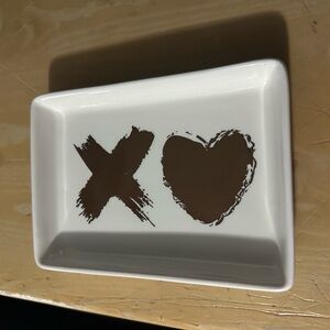 White Ceramic Trinket Tray with Gold colored XO Design
